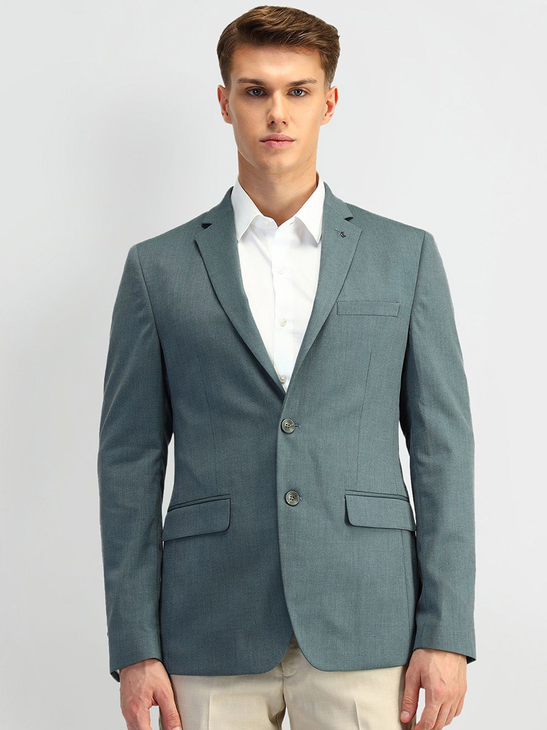 

Arrow Self-Design Notched Lapel Slim Fit Single-Breasted Blazers, Green