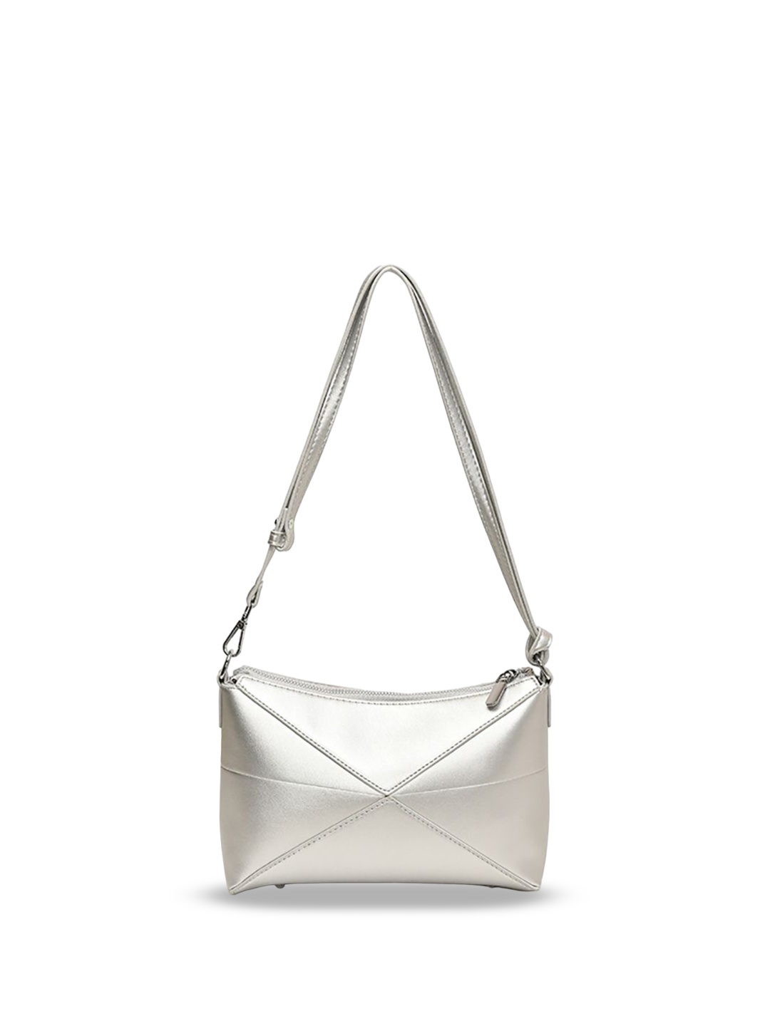 

StyleCast x Revolte Women Solid Structured Sling Bag, Silver