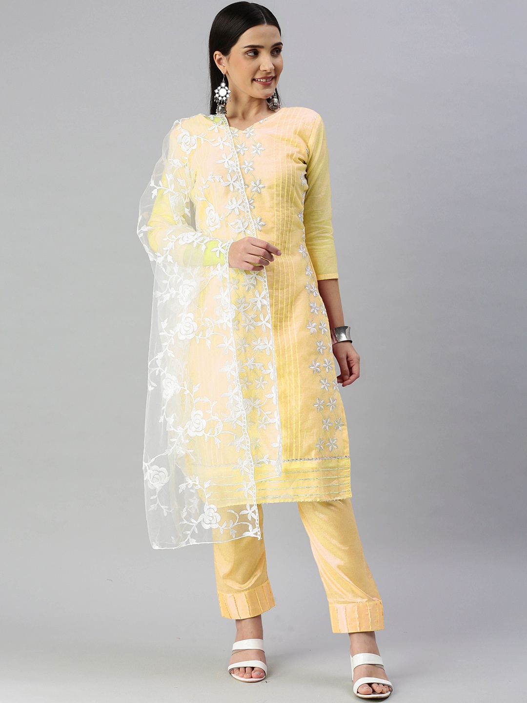 

Maroosh Embroidered Unstitched Dress Material, Yellow