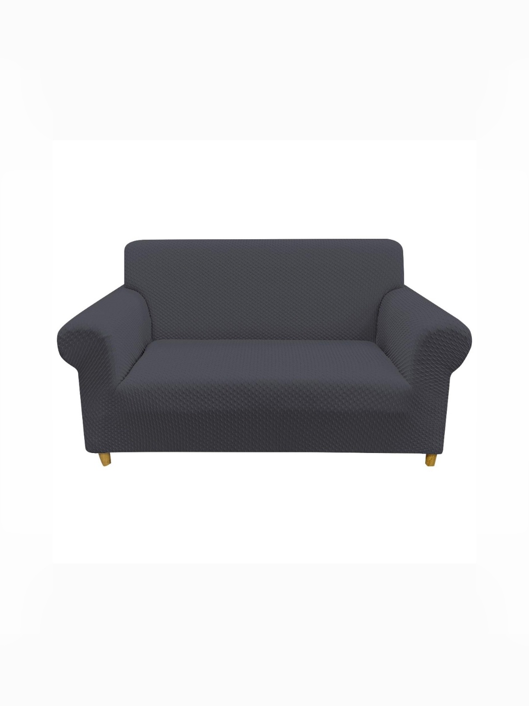 

House of Quirk Charcoal Jacquard Elasticated Sofa Cover With Arms one Seater