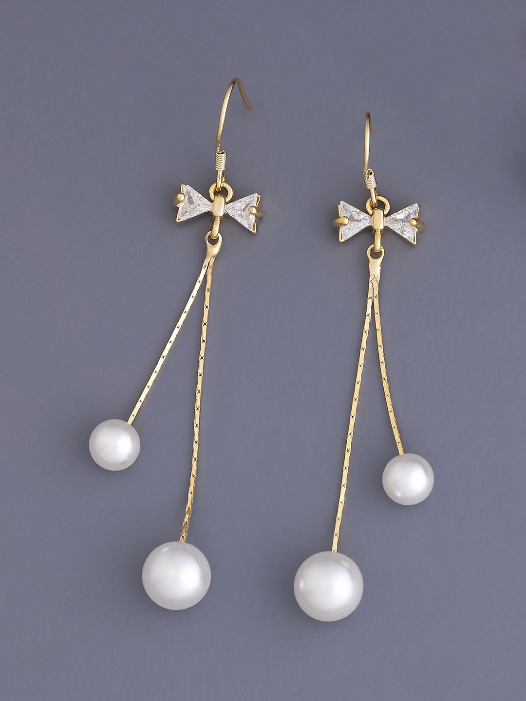 

Kushal's Fashion Jewellery Gold-Plated Pearl Contemporary Drop Earrings, White