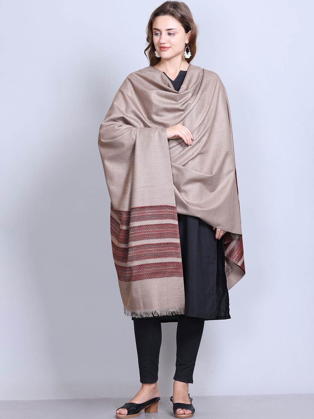 

GODFREY Geometric Woven Design Shawl, Camel brown