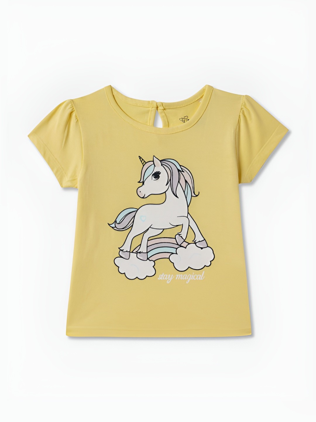 

R&B Girls Graphic Printed Round Neck Cotton T-shirt, Yellow