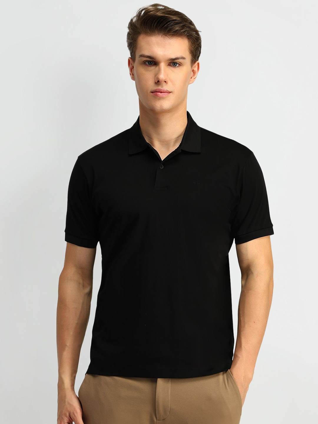 

Arrow Men Solid Polo Collar Cotton T-shirt, Black