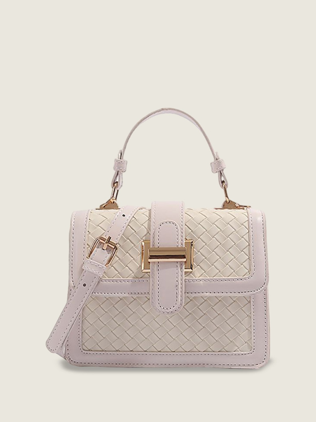 

StyleCast x Revolte Women Textured Swagger Satchel Bag, Off white