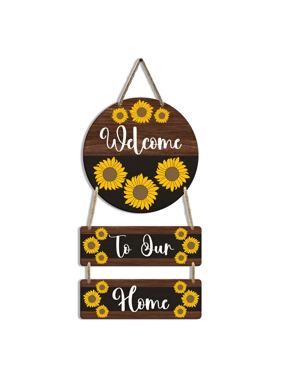 

SEHAZ ARTWORKS Brown Printed Wooden Wall Hanging Decor, Black
