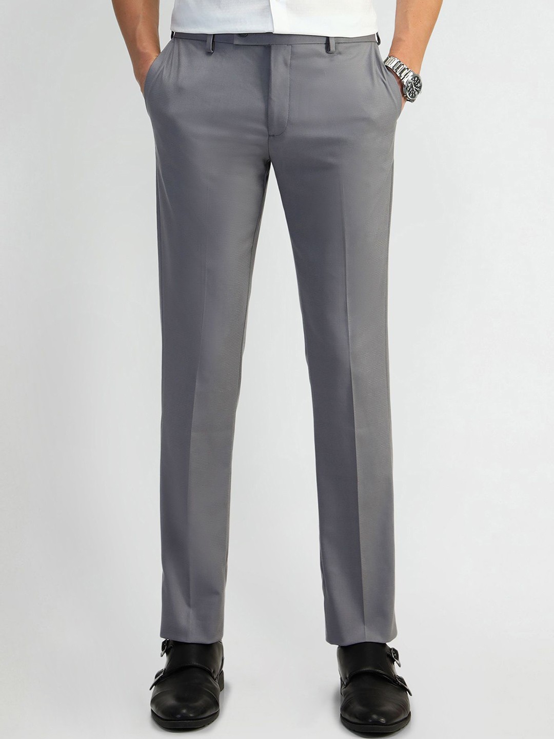 

Arrow Men Mid-Rise Urban Slim Slim Fit Trousers, Grey