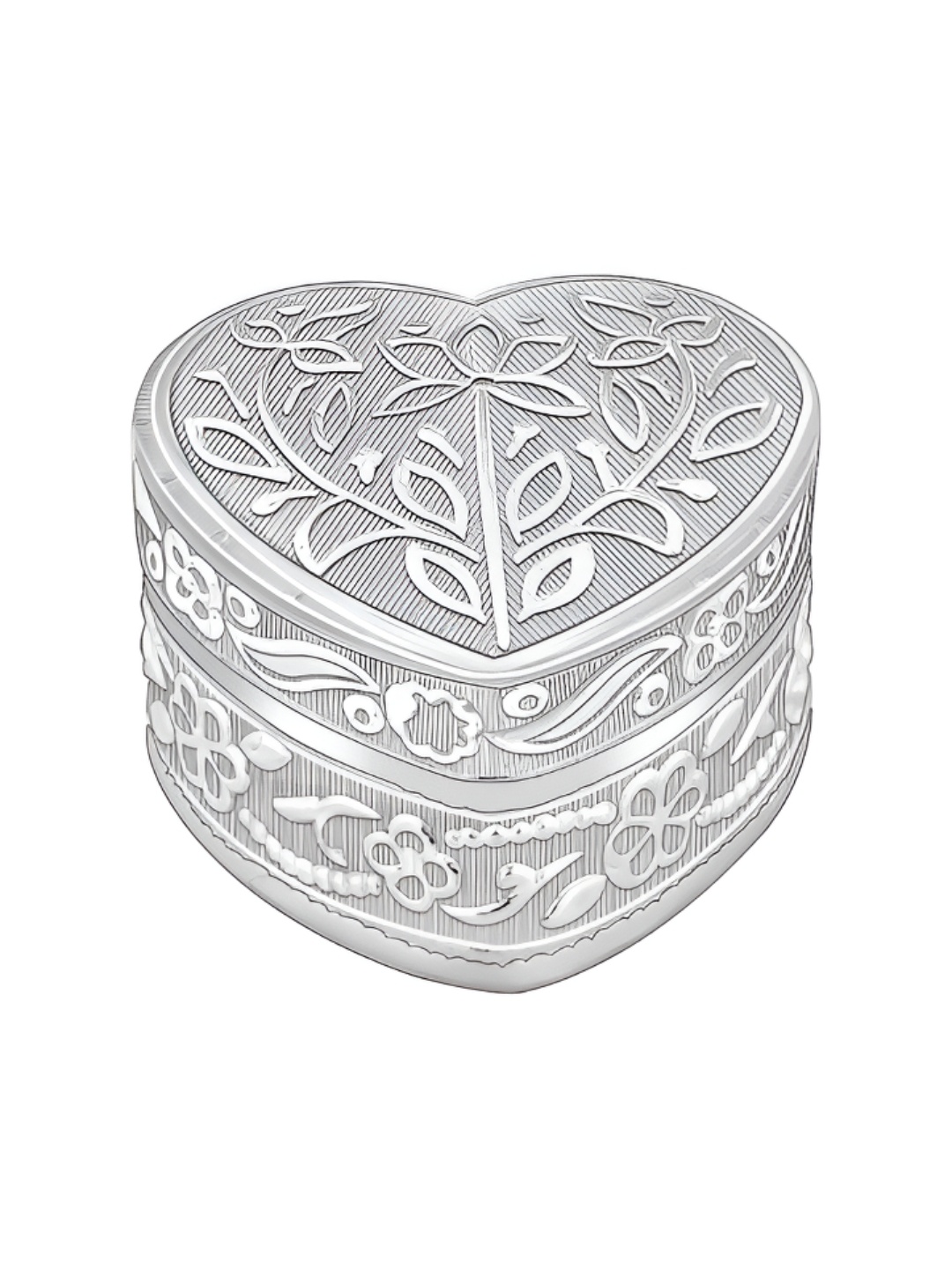 

GIVA Silver Toned Textured Heart Trinket Box