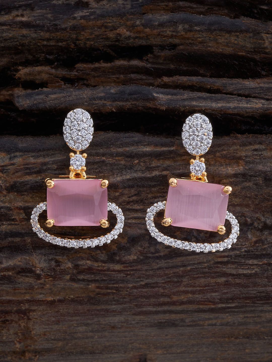 

Kushal's Fashion Jewellery Rhodium Plated Square Drop Earrings, Pink