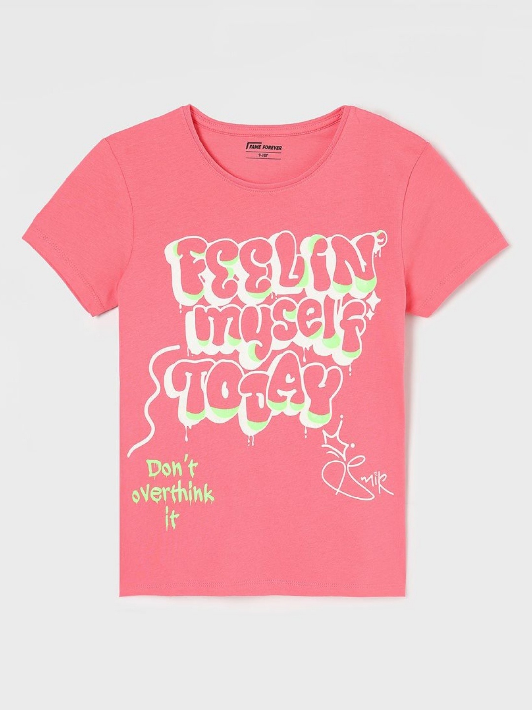 

Fame Forever by Lifestyle Girls Typography Printed Round Neck Cotton T-shirt, Pink
