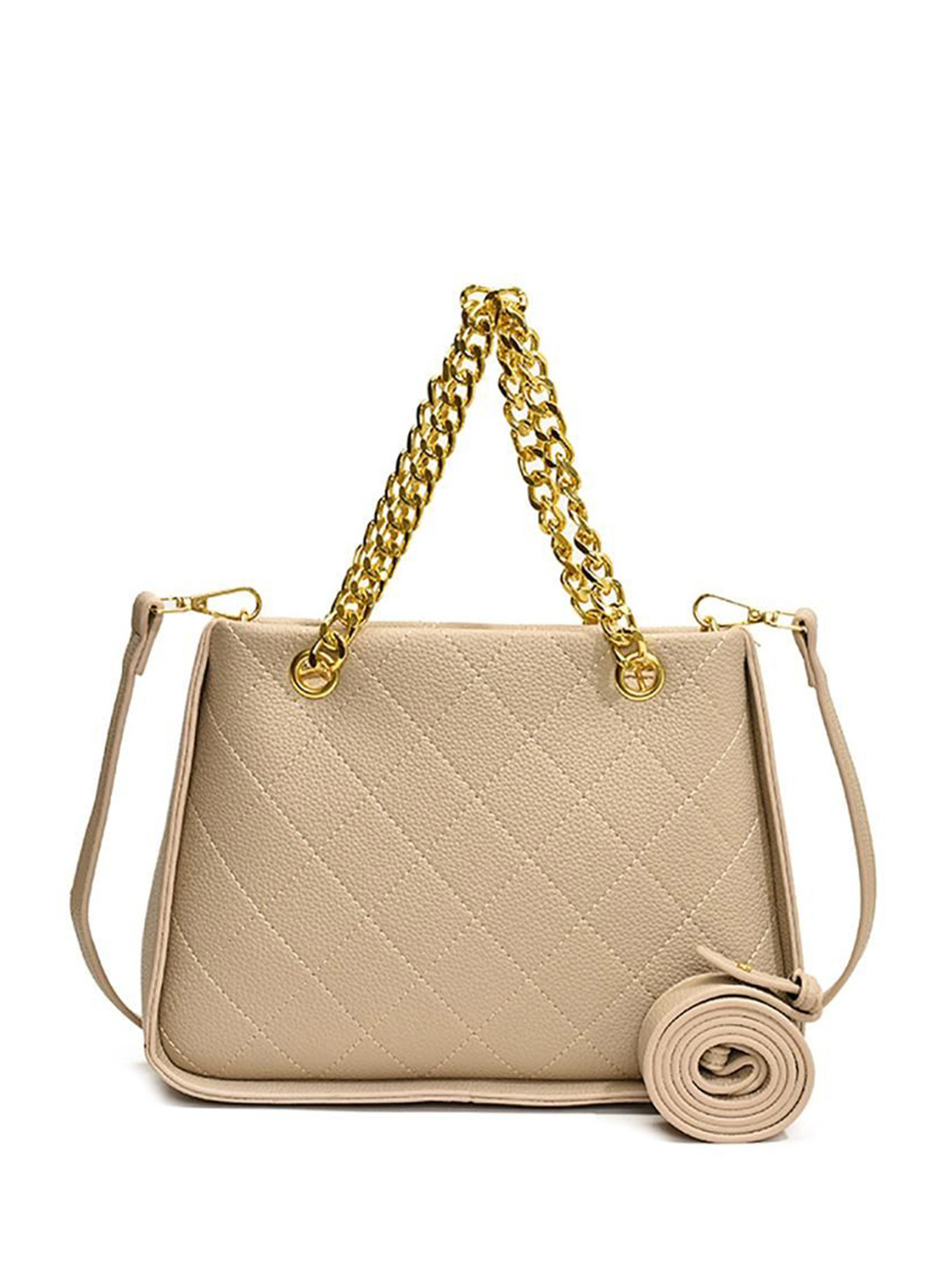 

StyleCast x Revolte Women Textured Structured Satchel Bag, Beige