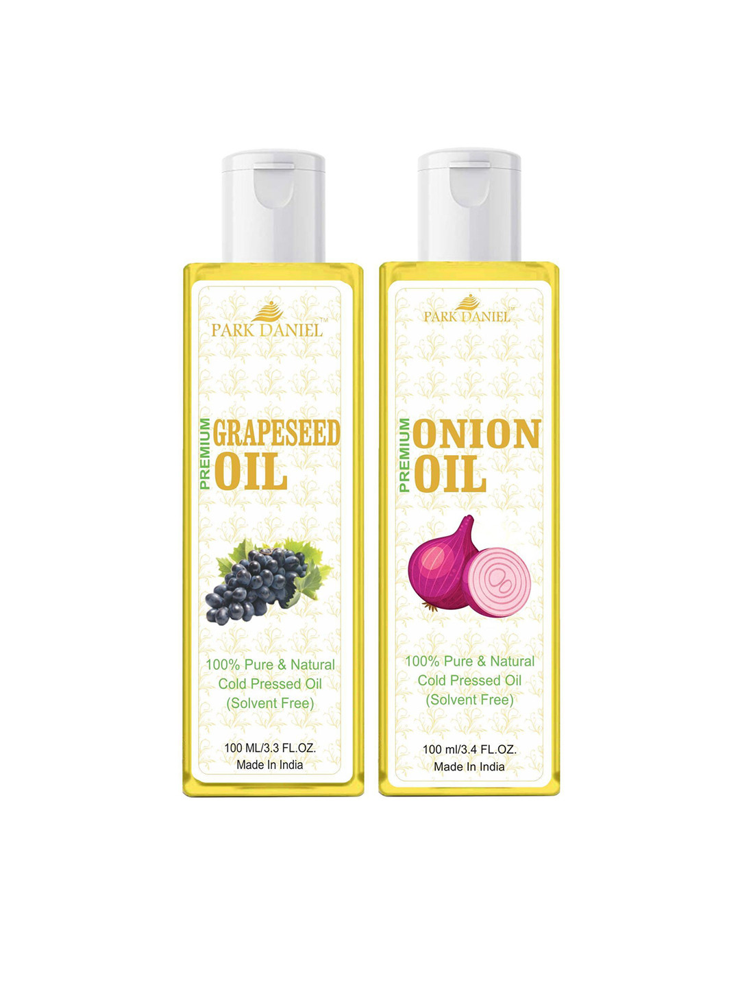 

Park Daniel Set Of 2 Pure Natural & Organic Grapeseed Oil & Onion Oil - 100 ml Each, Transparent