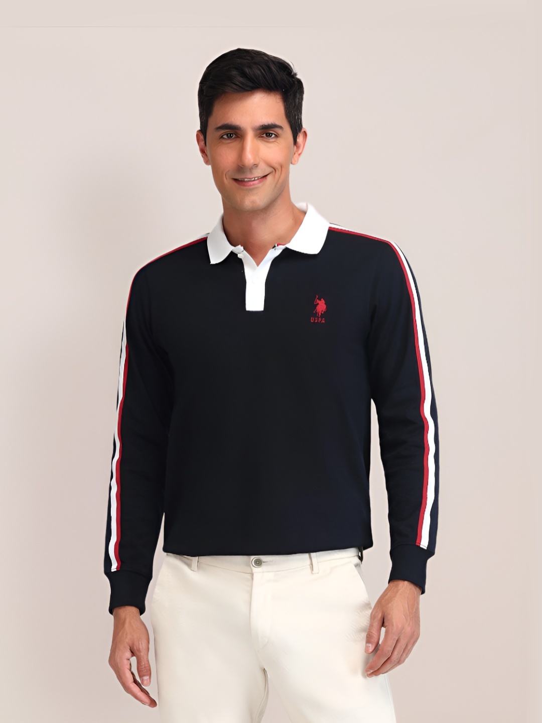 

U.S. Polo Assn. Men Polo Collar Slim Fit T-shirt, Navy blue