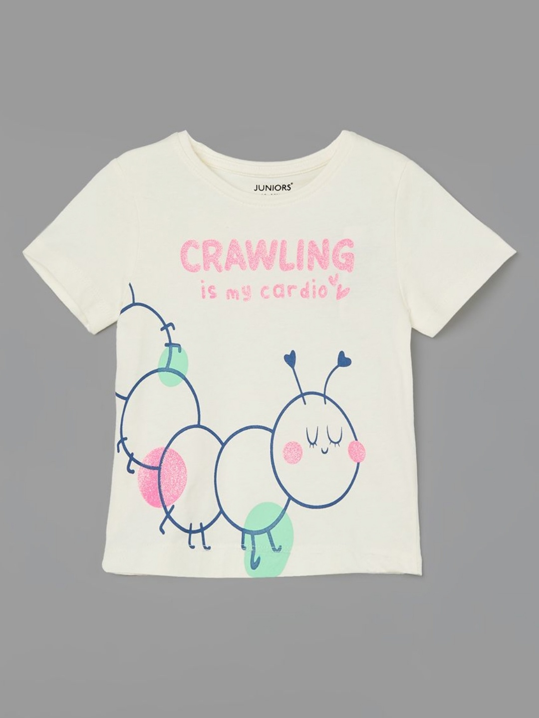

Juniors by Lifestyle Girls Graphic Printed Round Neck Cotton T-shirt, White