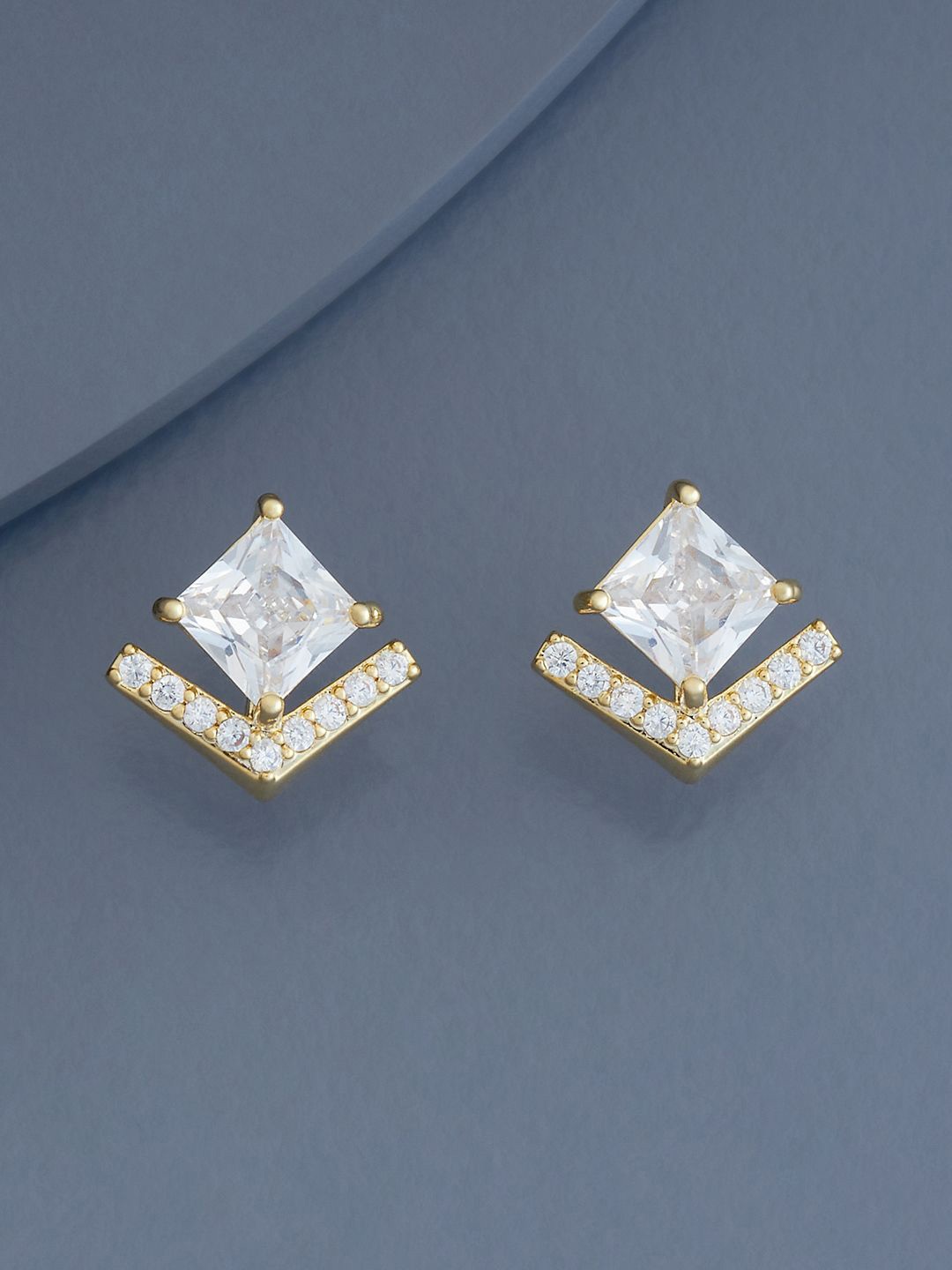 

Kushal's Fashion Jewellery Gold Plated Contemporary Studs, White
