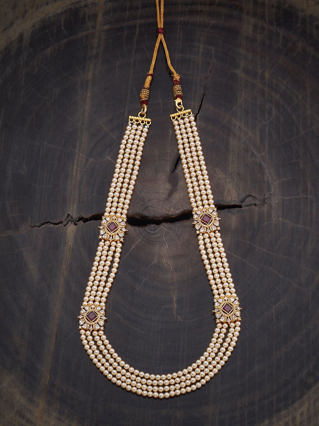 

Kushal's Fashion Jewellery 92.5 Pure Silver Gold-Plated CZ Studded Temple Necklace