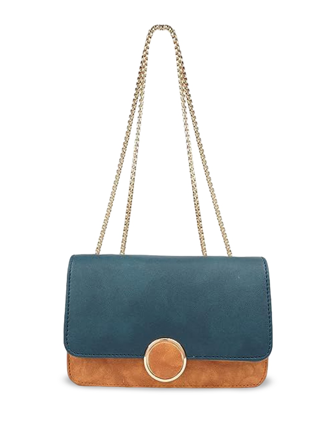 

PARSLEY Women Colourblocked Structured Sling Bag, Teal