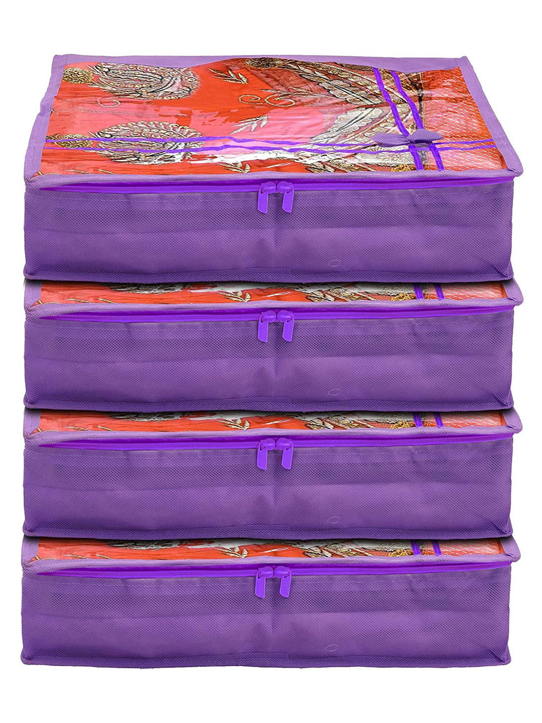 

Kuber Industries Purple 4 Pieces Saree Organisers