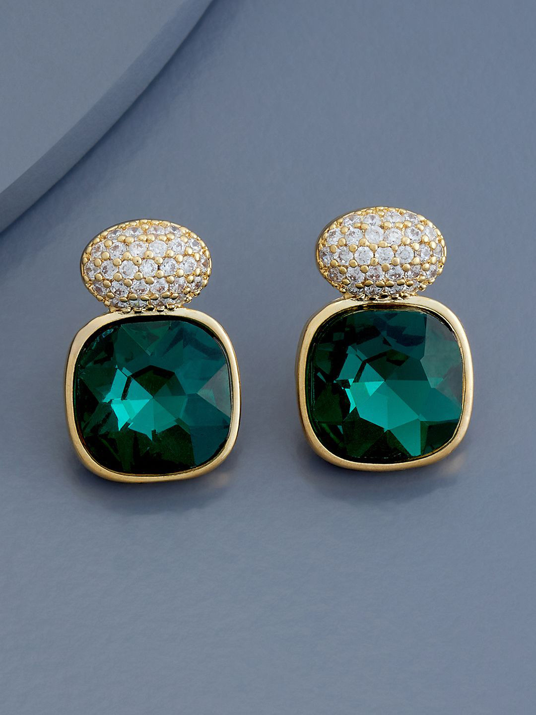 

Kushal's Fashion Jewellery Gold-Plated Cubic Zirconia Geometric Studs Earrings
