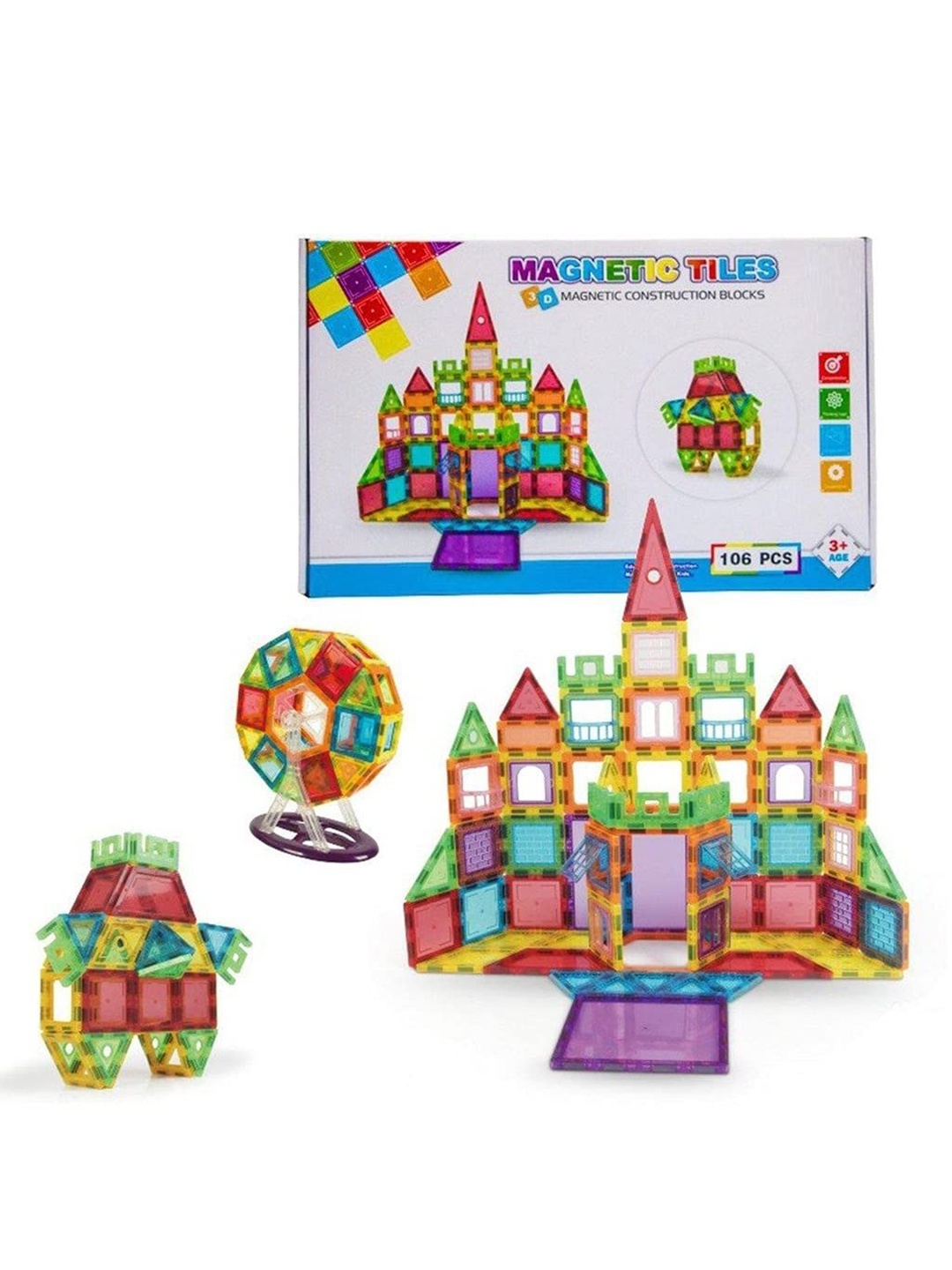 

PLUSPOINT Kids BPA Free Magnetic Tiles Building Blocks Puzzles Activity Toys and Games, Blue