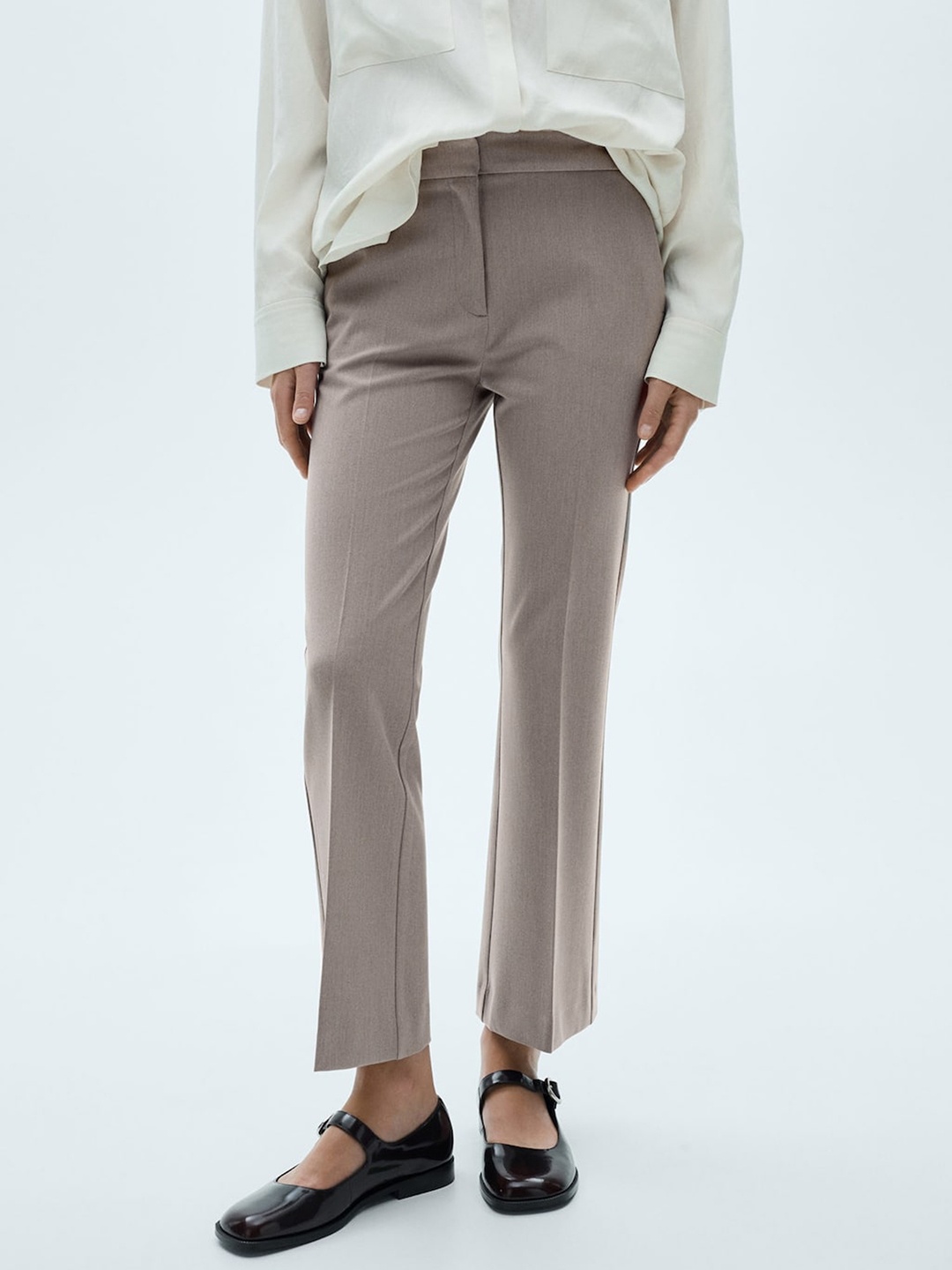 

MANGO Women Flared Trousers, Brown