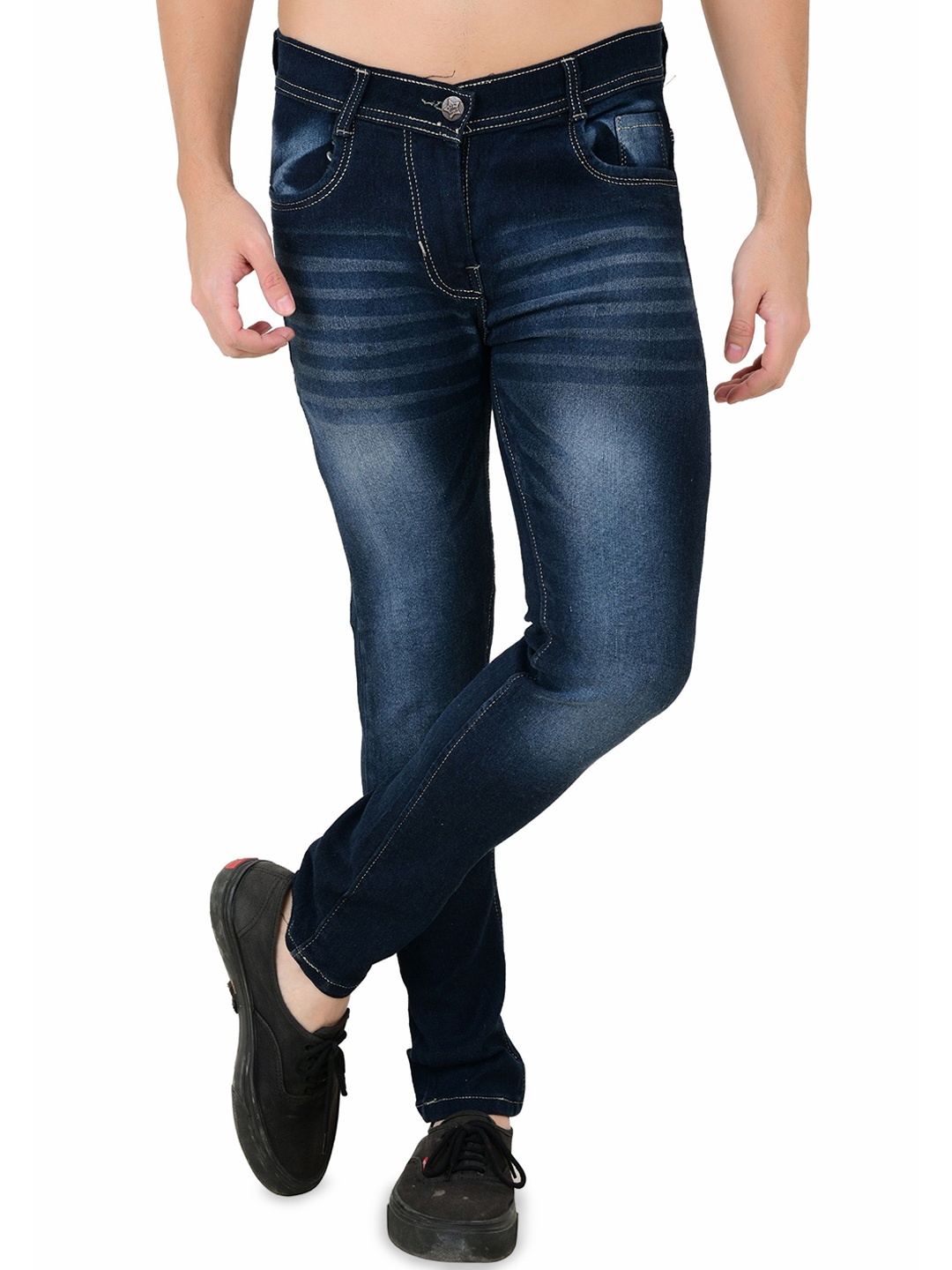 

COMFITS Men Classic Slim Fit Clean Look Heavy Fade Jeans, Blue