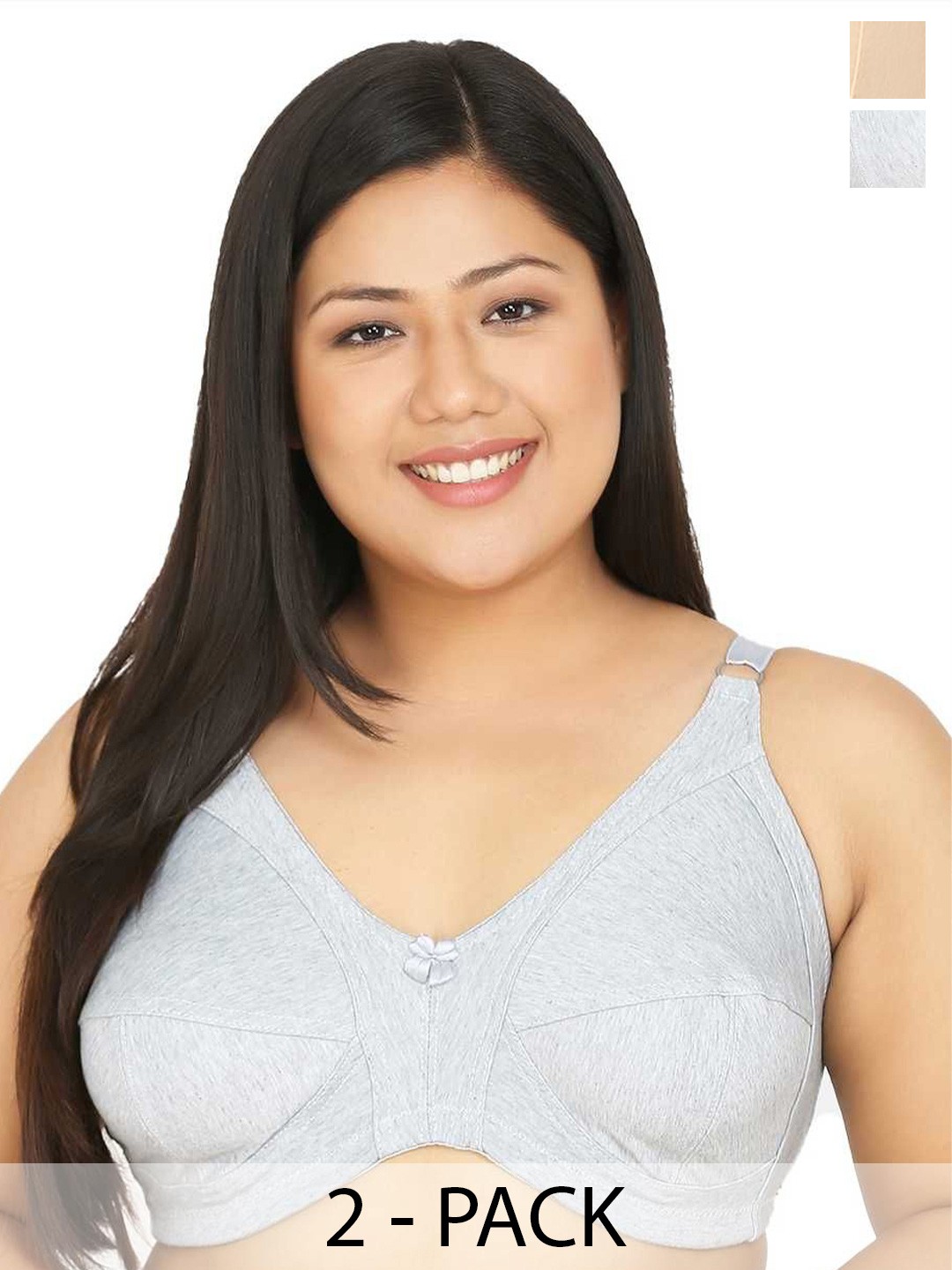 

Da Intimo Women Pack of 2 Everyday Plus Size Full coverage Non Padded Bra, Grey
