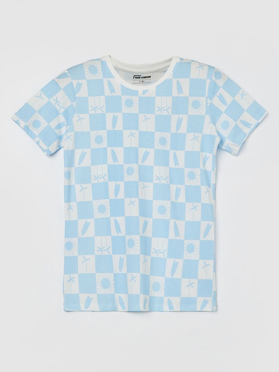 

Fame Forever by Lifestyle Boys Geometric Printed Round Neck Cotton T-shirt, Blue