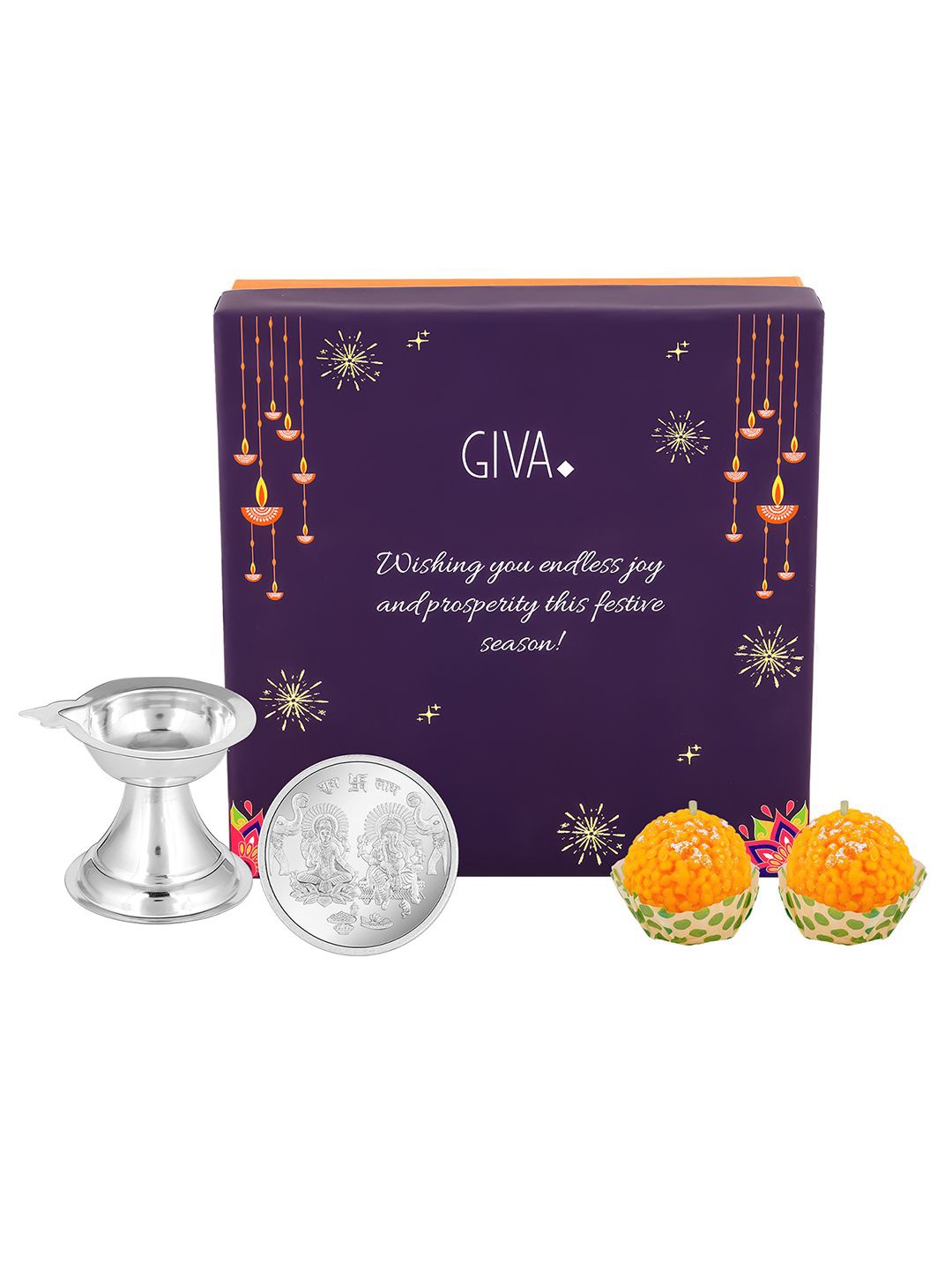 

GIVA Silver Toned 4 Pcs 925 Silver Coin & Diya Home Gift Set