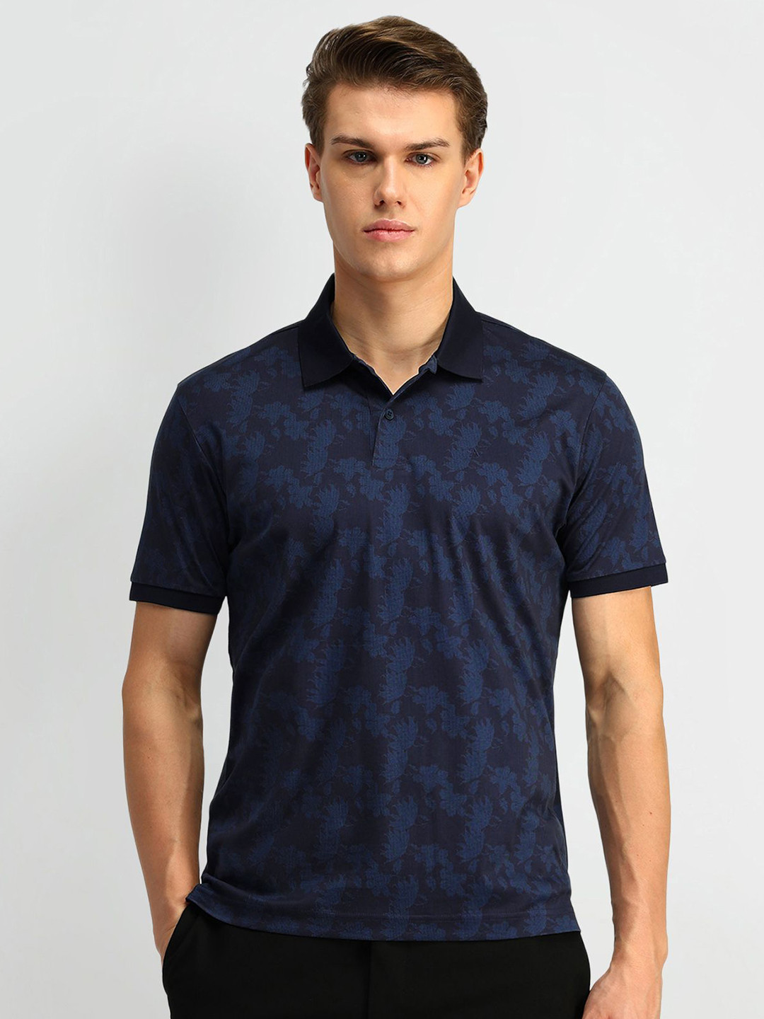 

Arrow Men Floral Printed Polo Collar T-shirt, Blue