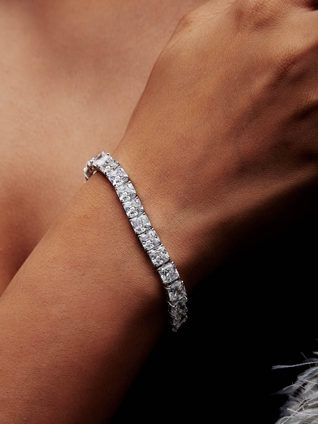 

MISS JO 92.5 Sterling Silver Cubic Zirconia Rhodium-Plated Wraparound Bracelet