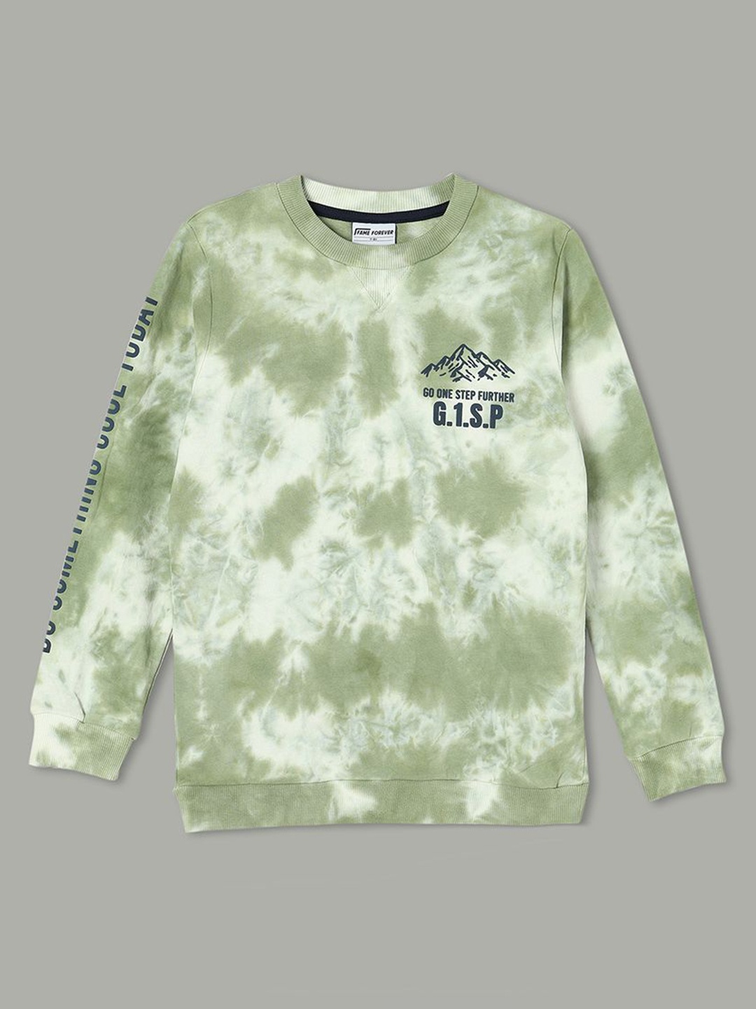

Fame Forever by Lifestyle Boys Cotton Printed Round Neck Long Sleeves Pullover Sweatshirt, Olive
