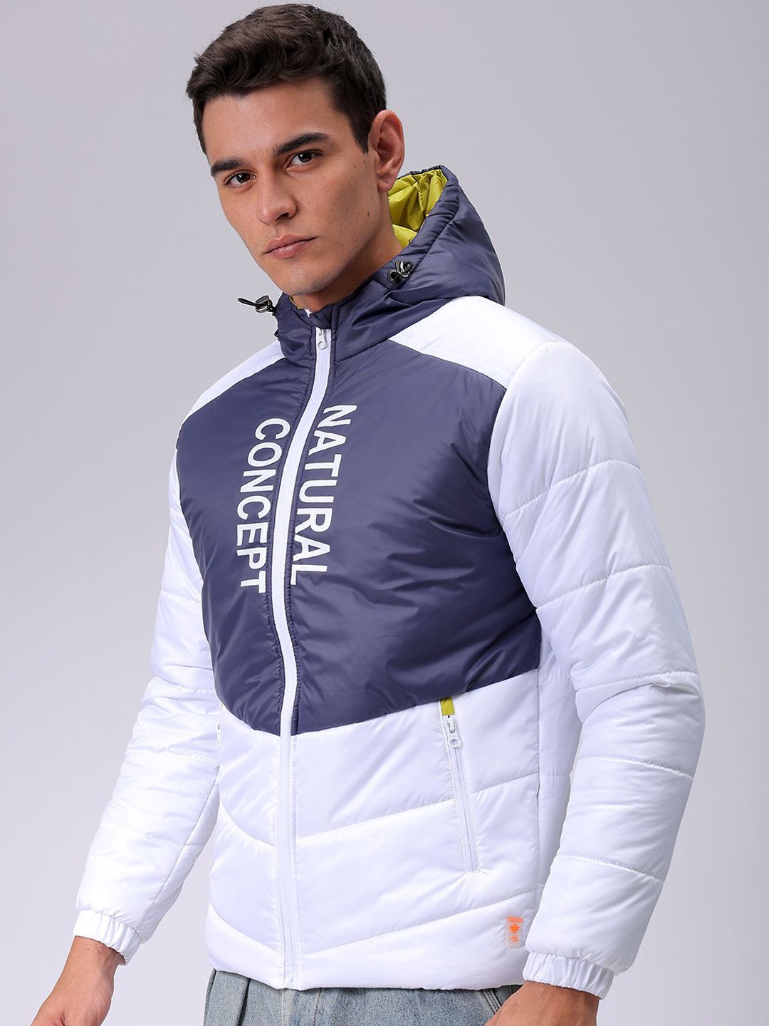 

The Indian Garage Co Men Hooded Colourblocked Puffer Jacket, Black