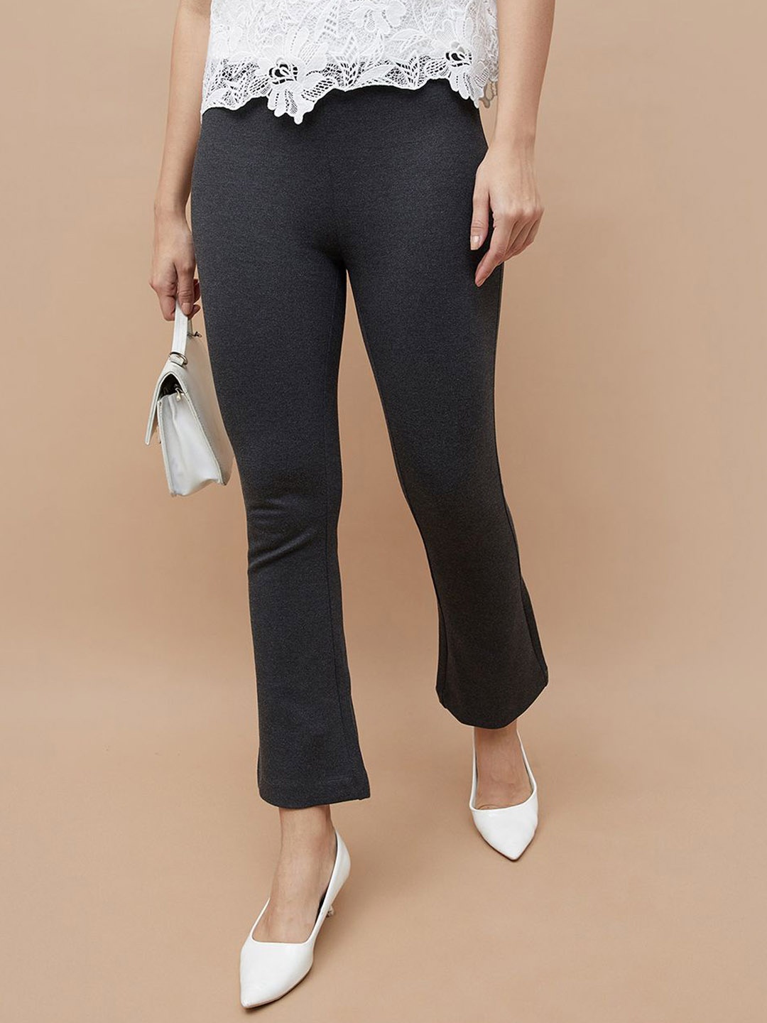 

CODE by Lifestyle Women Mid-Rise Slip On Trousers, Grey