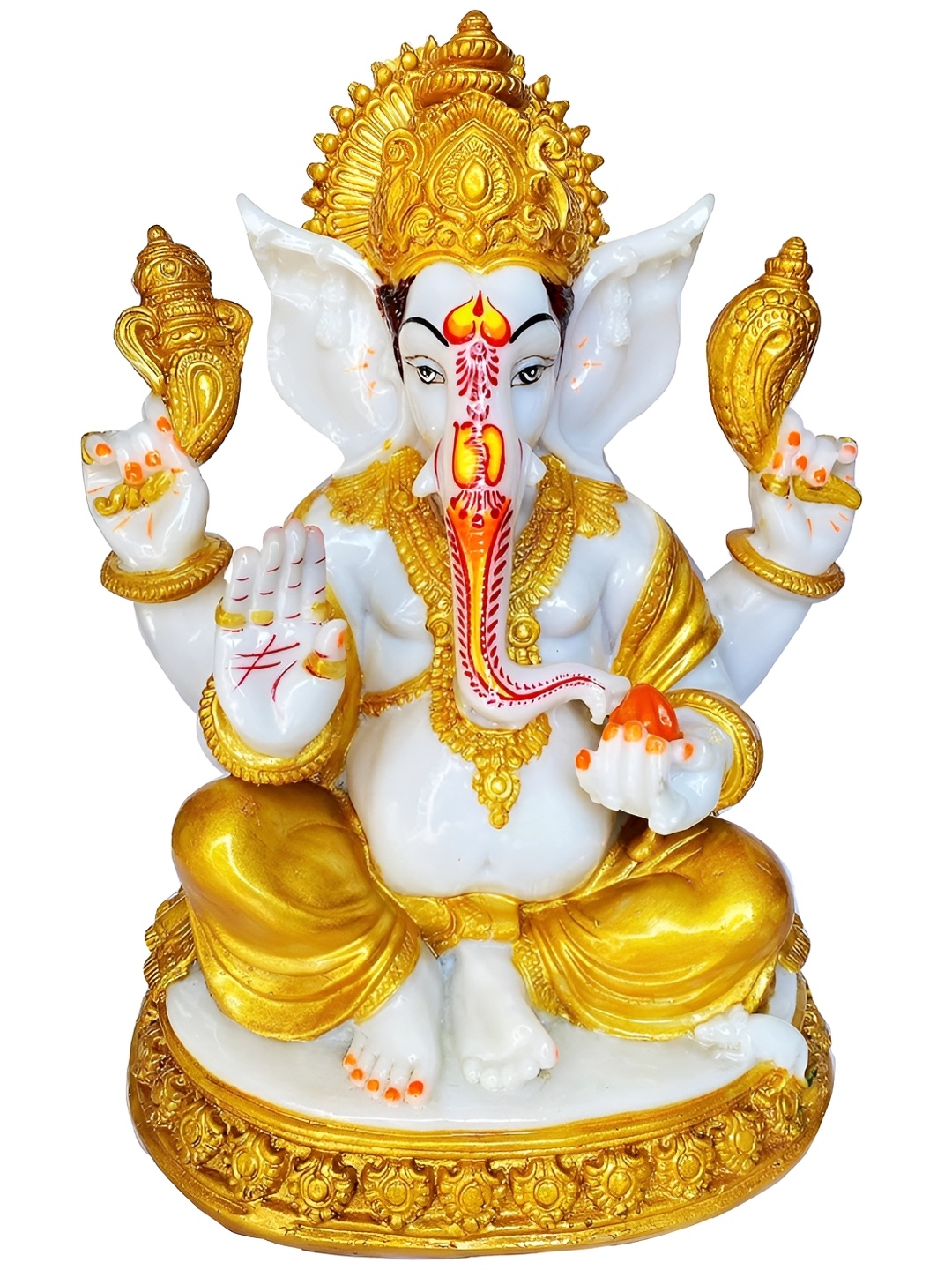 

krishnagallery1 White & Gold-Toned Religious Ganesh Murti Idol Showpiece