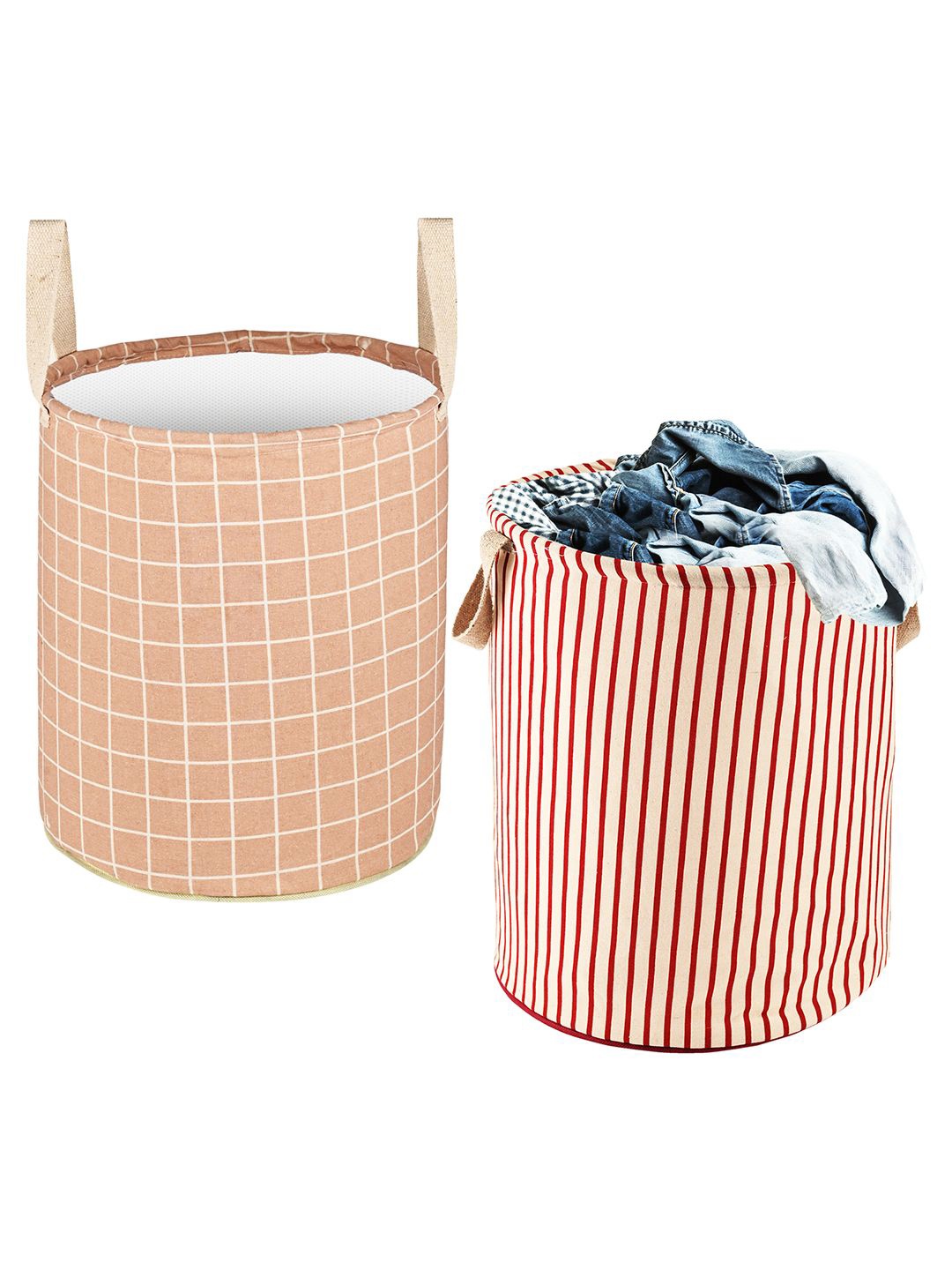 

Kuber Industries Beige & Maroon 2 Pieces Printed Cotton Laundry Bag