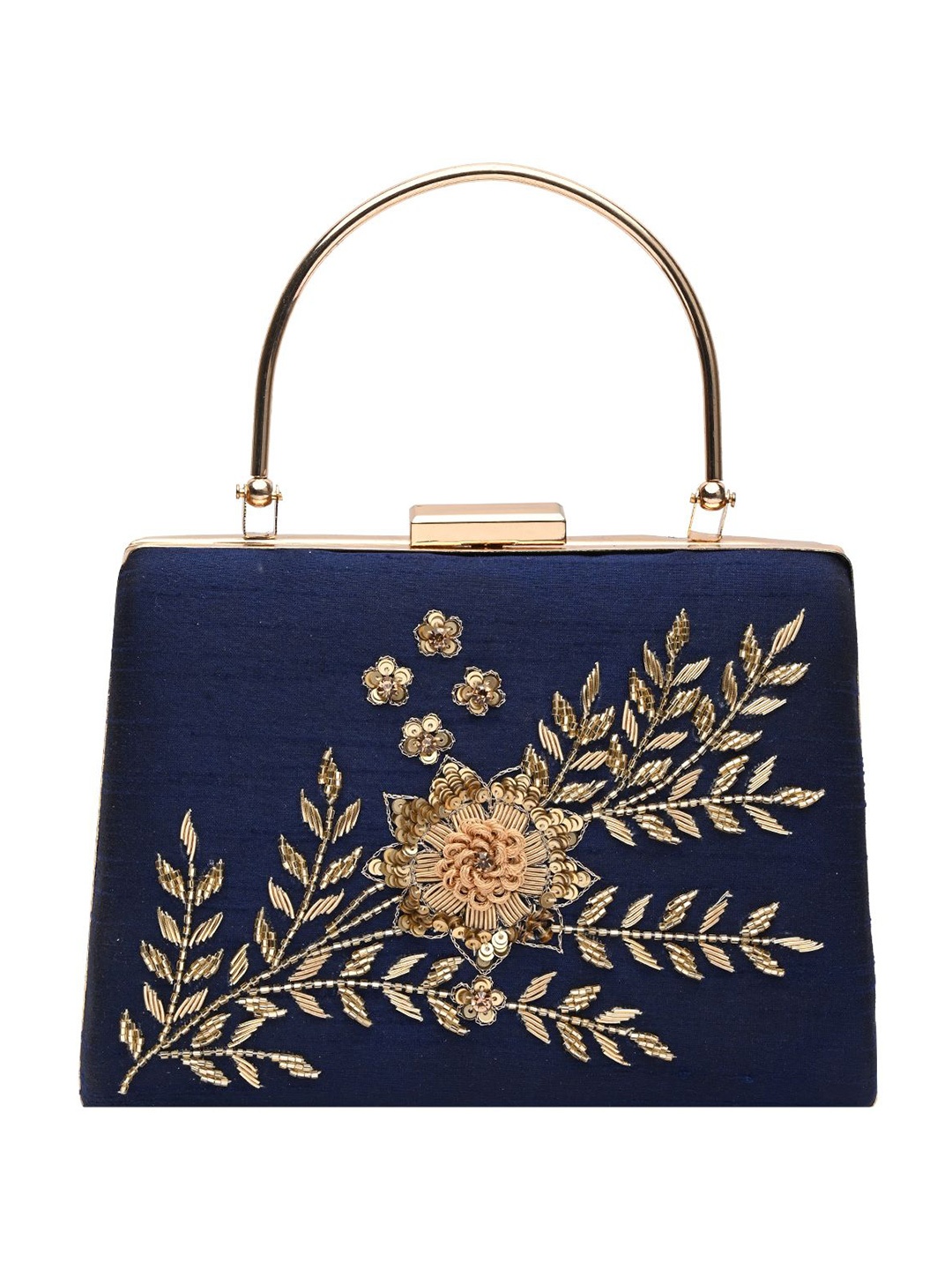 

HORRA Embellished Silk Box Clutch, Blue