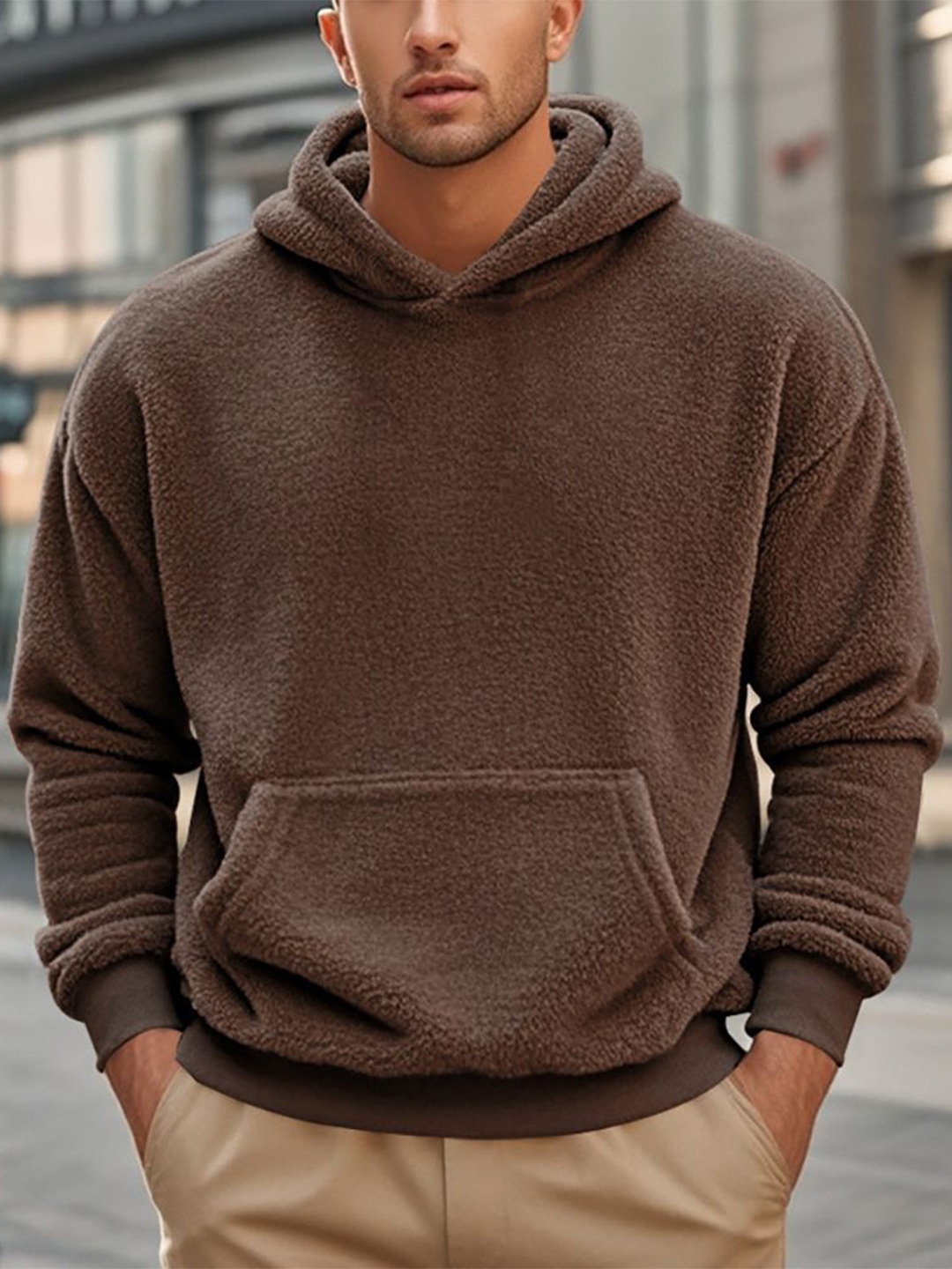 

StyleCast x Revolte Men Hooded Pullover Sweatshirt, Brown