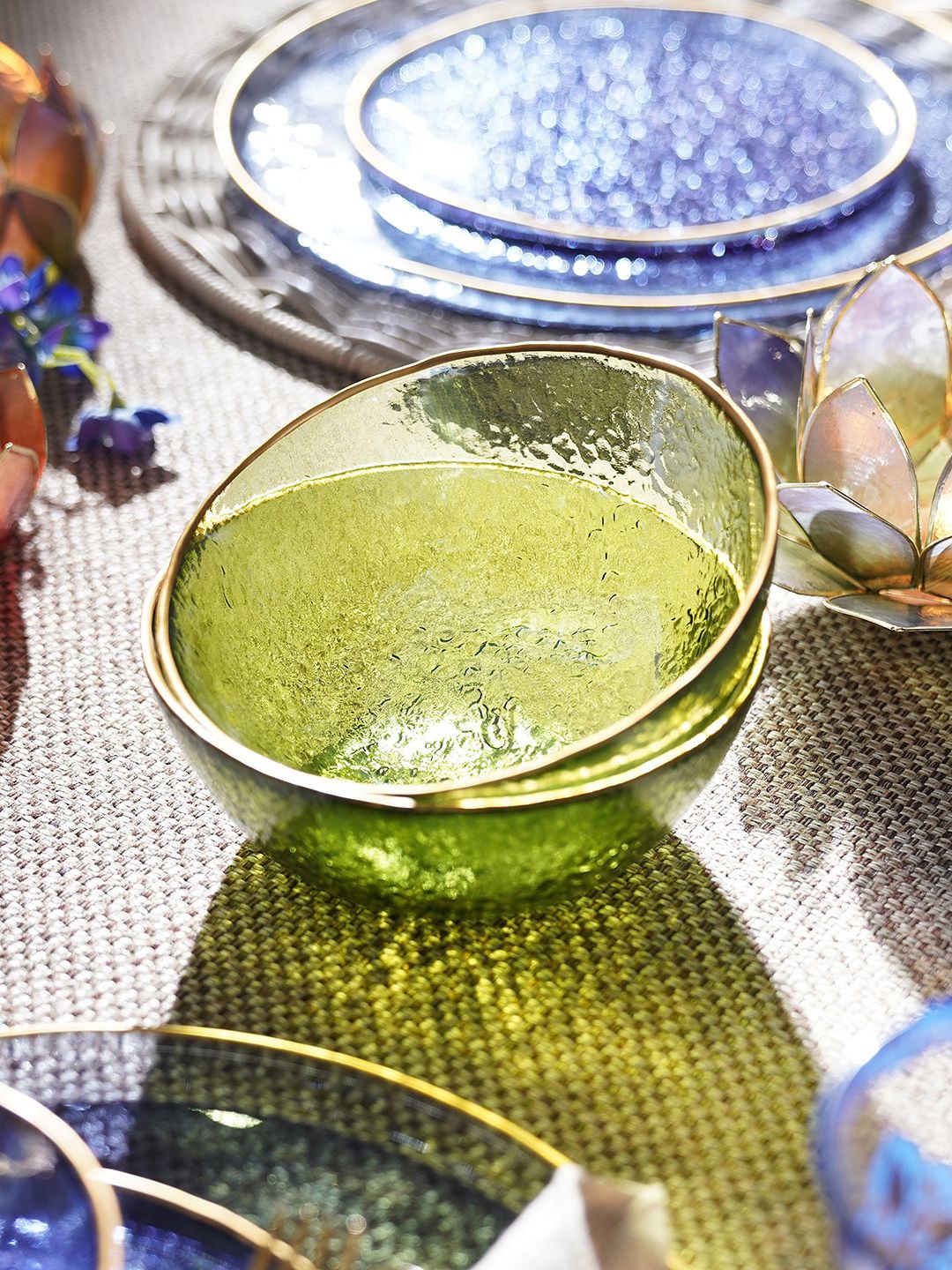 

Pure Home and Living Green 2 Pieces Textured Rim Detail Bowls