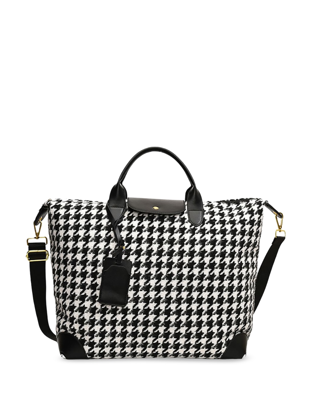 

StyleCast x Revolte Women Geometric Printed Bucket Satchel Bag, Black