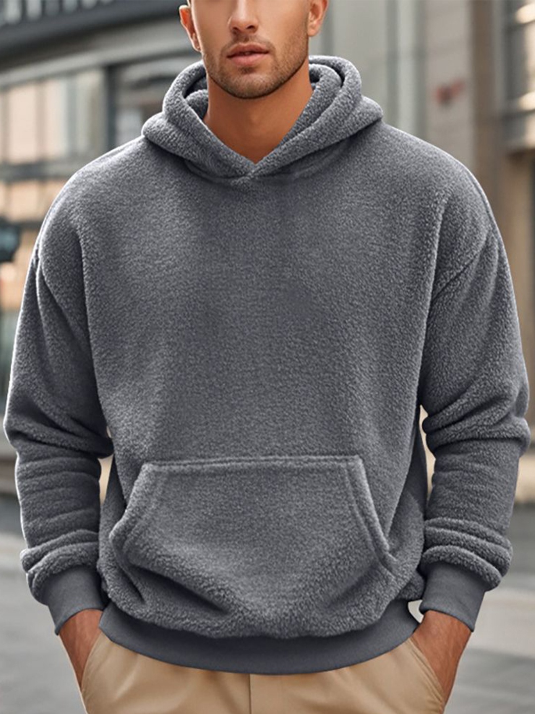 

StyleCast x Revolte Men Long Sleeves Hooded Sweatshirt, Grey