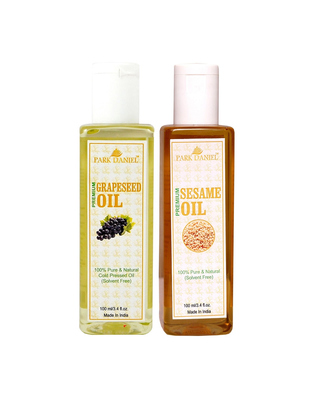 

Park Daniel Set Of 2 Sesame Oil & Grape Seed Oil For Hair & Skin - 100 ml Each, Transparent