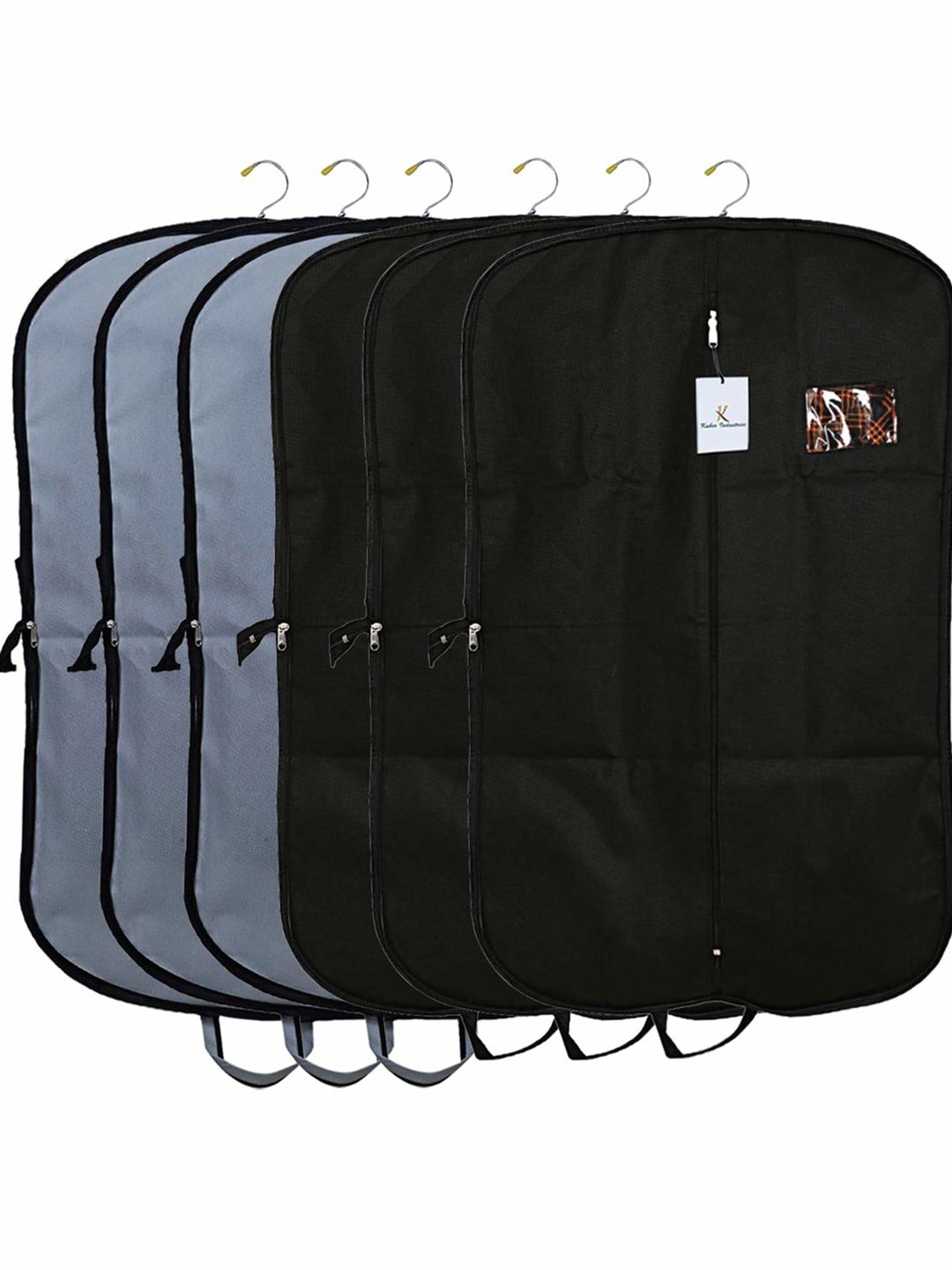 

Kuber Industries Grey & Black 6 Pieces Men's Blazer Suit Organisers