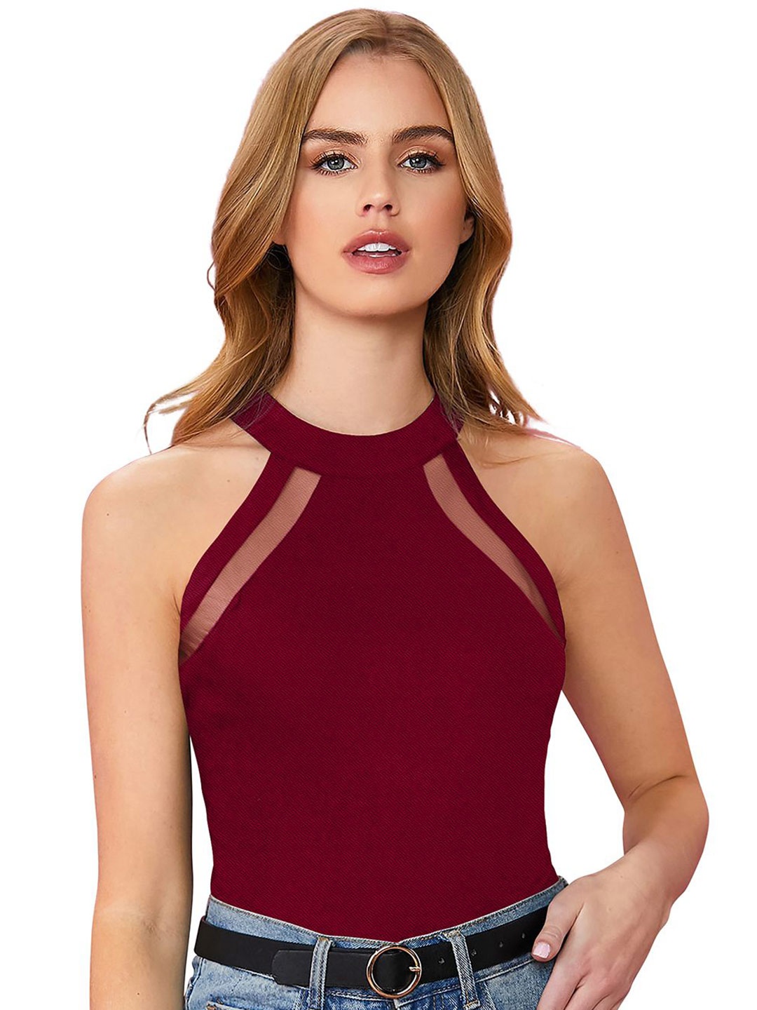 

Sitanjali Women Halter Neck Sleeveless Top, Maroon