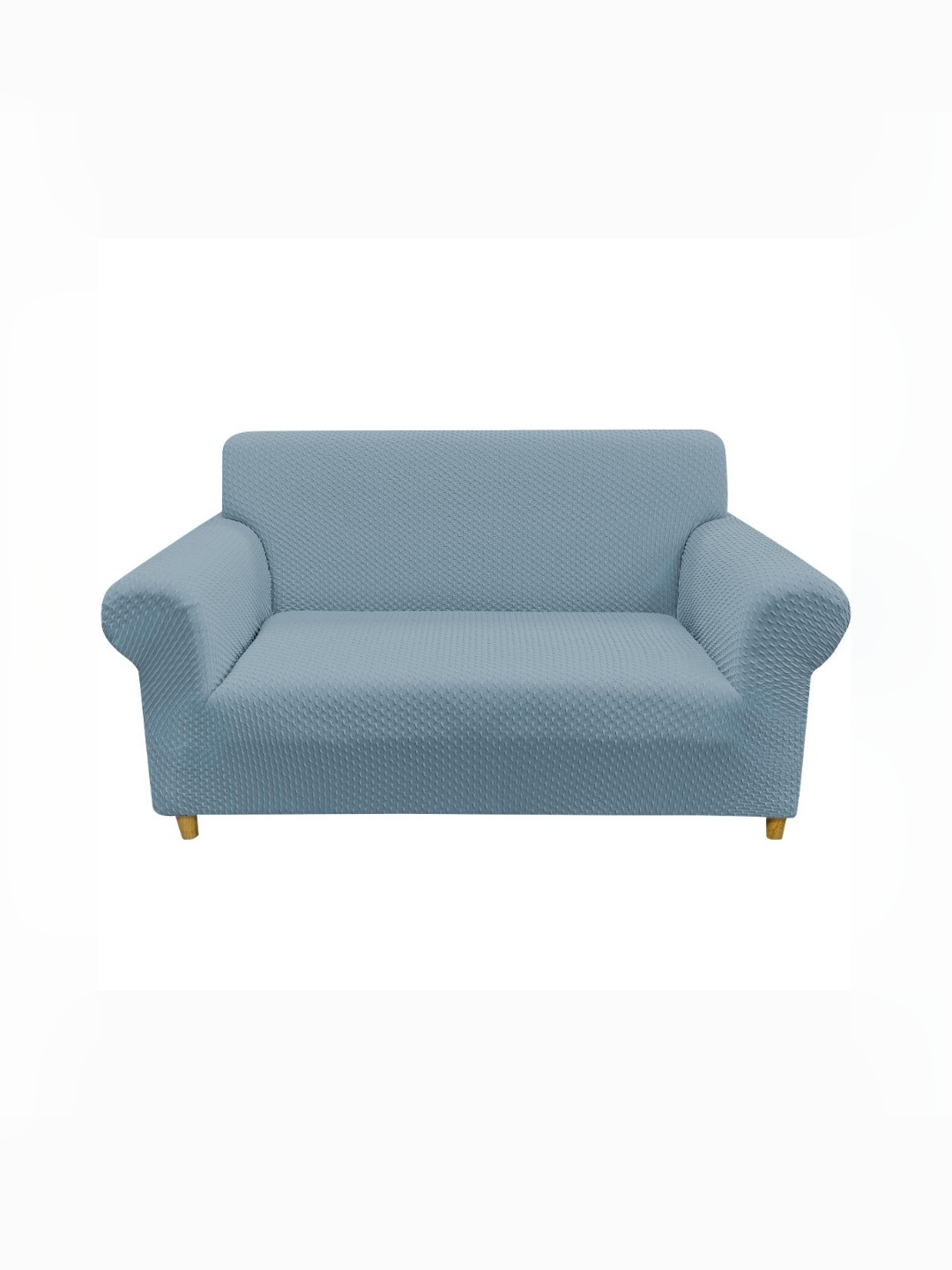 

House of Quirk Blue Jacquard Elasticated Sofa Cover With Arms Four Seater