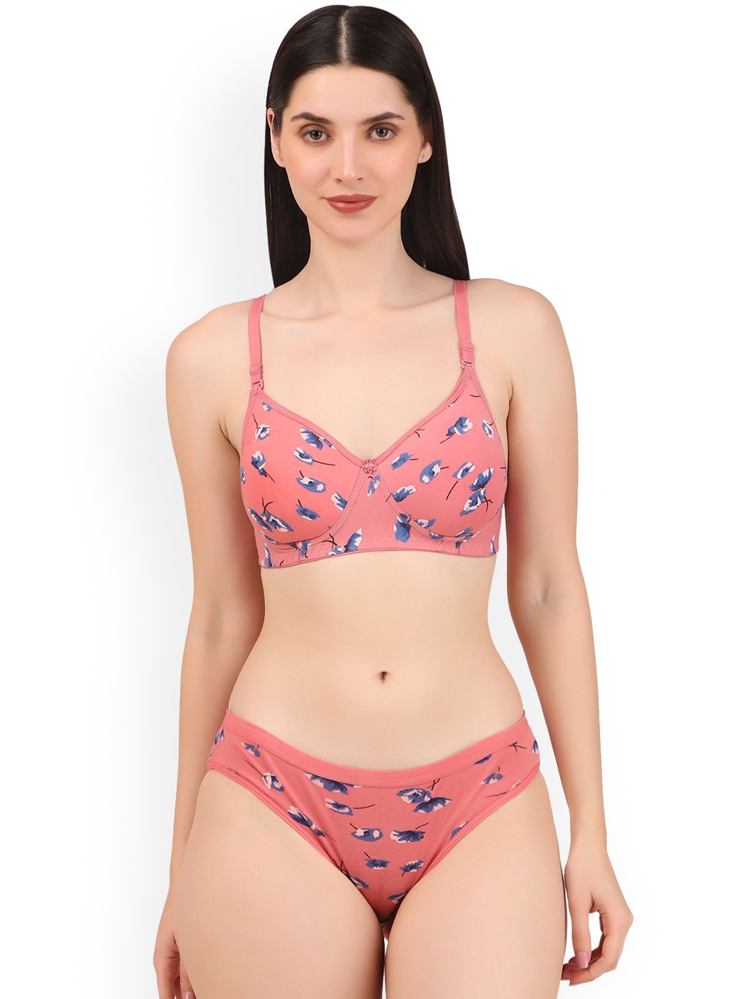 

Piylu Women Floral Printed Lightly Padded Lingerie Set Set-Lily-CB1-Pink-28