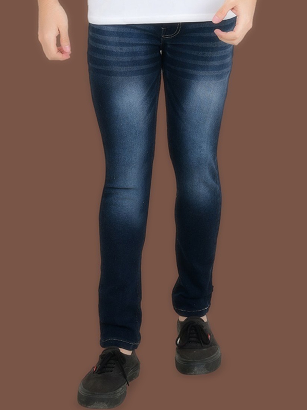 

LINARIA Men Classic Slim Fit Low Distress Light Fade Mid-Rise Jeans, Blue