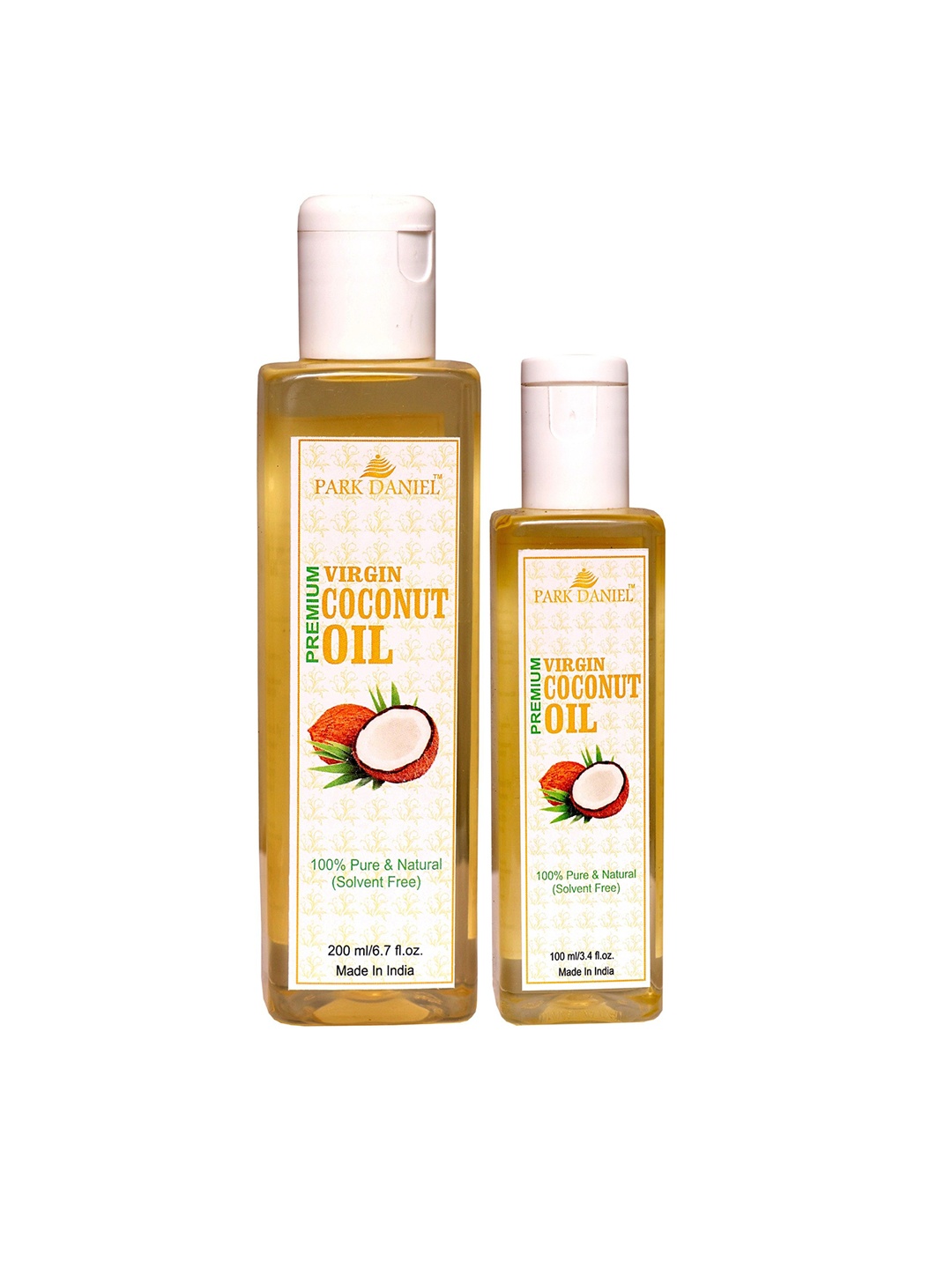 

Park Daniel Set Of 2 100% Pure & Natural Virgin Coconut Oil - 200 ml & 100 ml, Transparent
