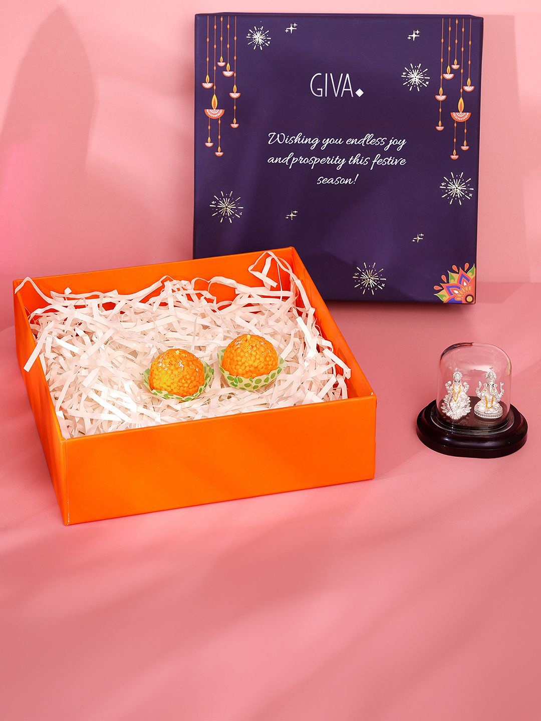 

GIVA Silver Toned & Orange 3 Pieces Diwali Home Gift Sets