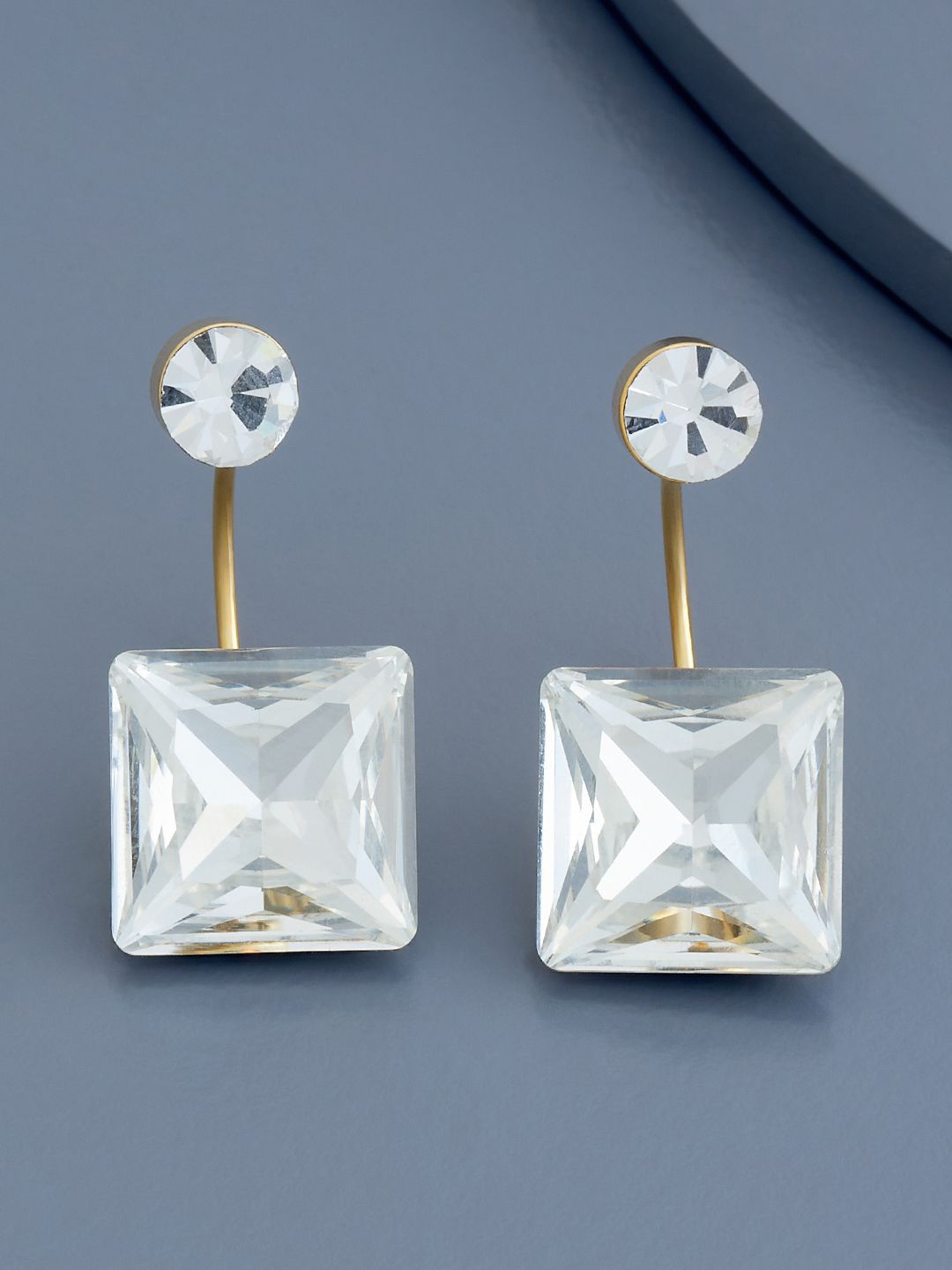 

Kushal's Fashion Jewellery Gold-Plated Cubic Zirconia Studded Geometric Studs, White